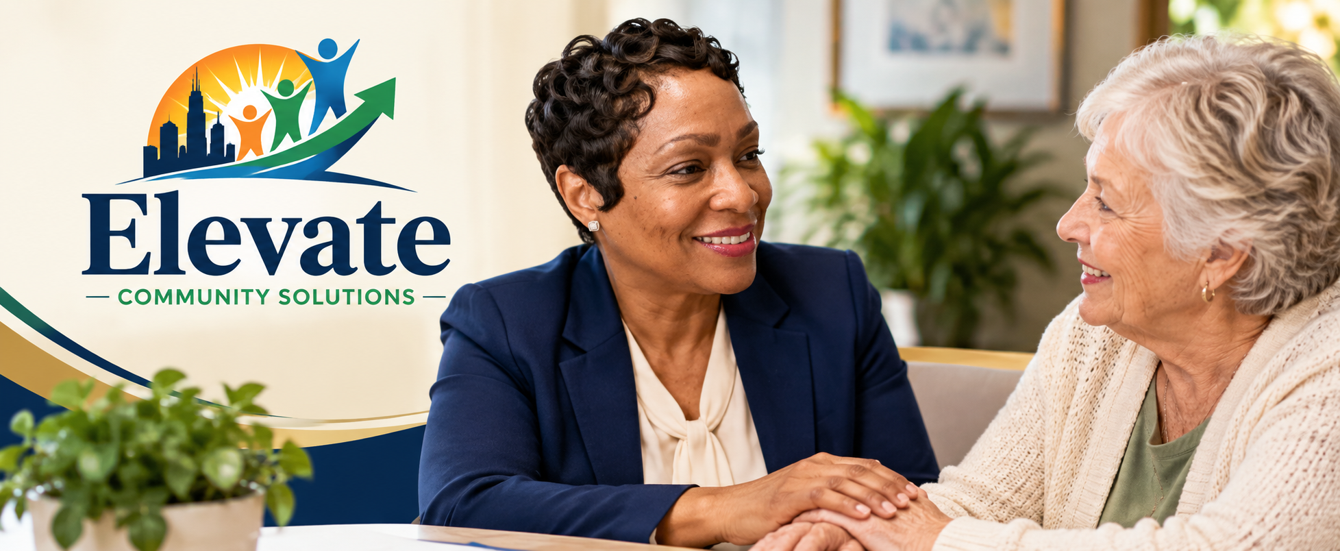 Care coordination professional offering warm, personal support to an older adult